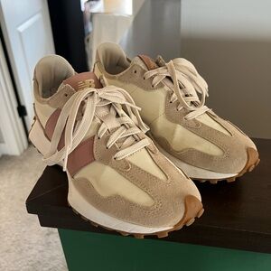 New Balance Beige & Mauve Retro Runner Sneakers (327)